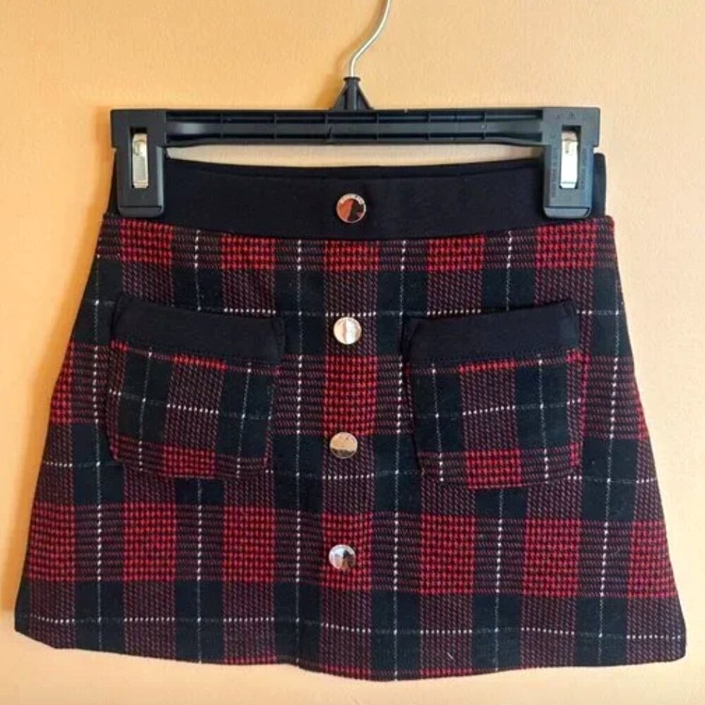 River Island Mini Girls Red Check Cardigan and Skirt Set (2-3T)